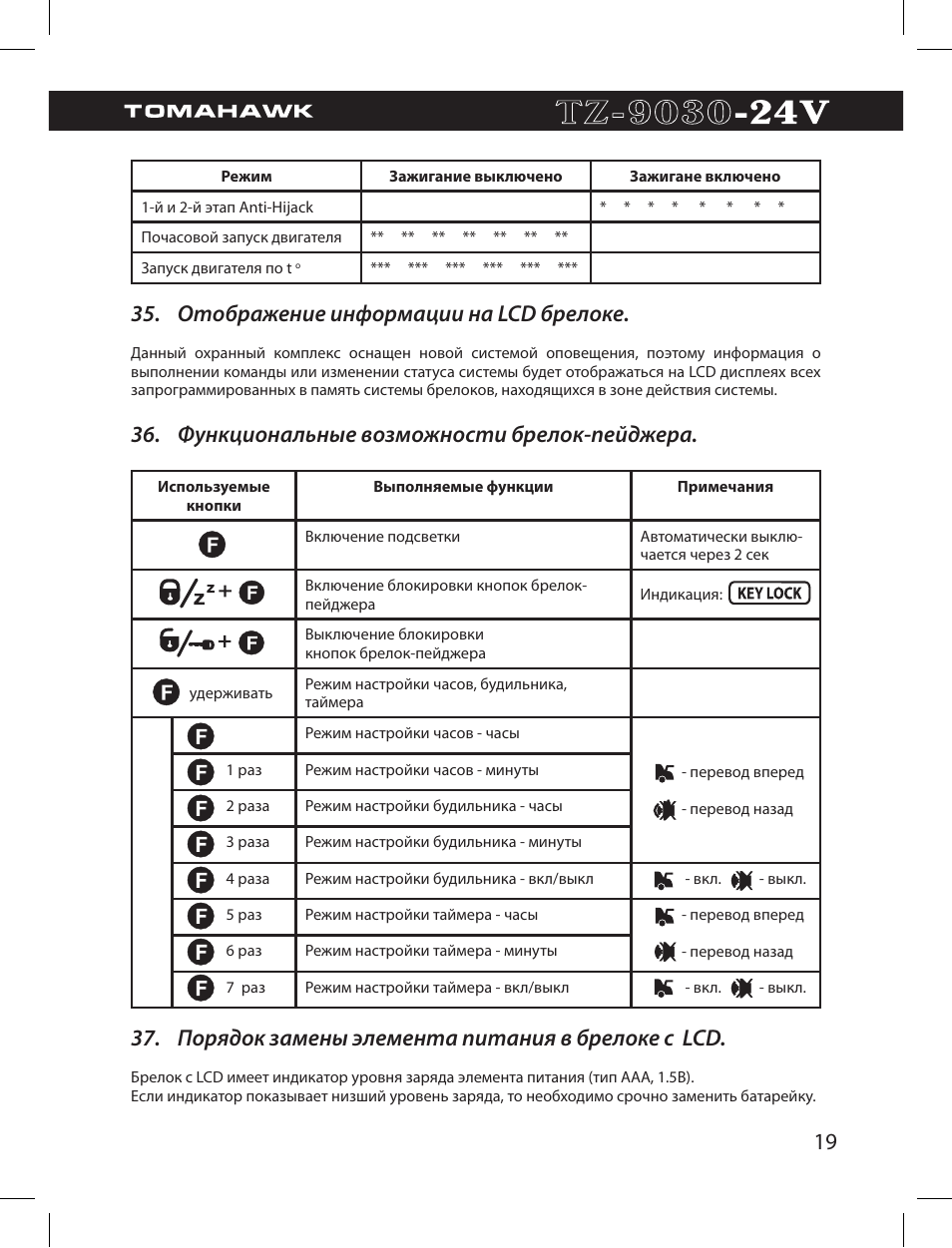 Инструкция томагавк 9030 функции