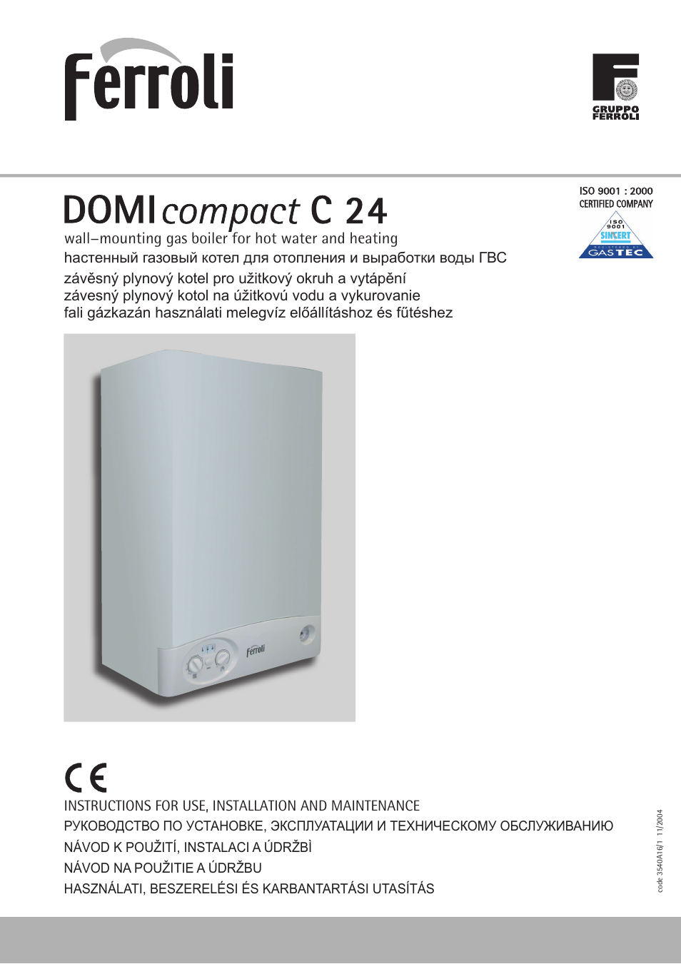 Инструкция по эксплуатации FERROLI Domicompact C24 | 28 страниц