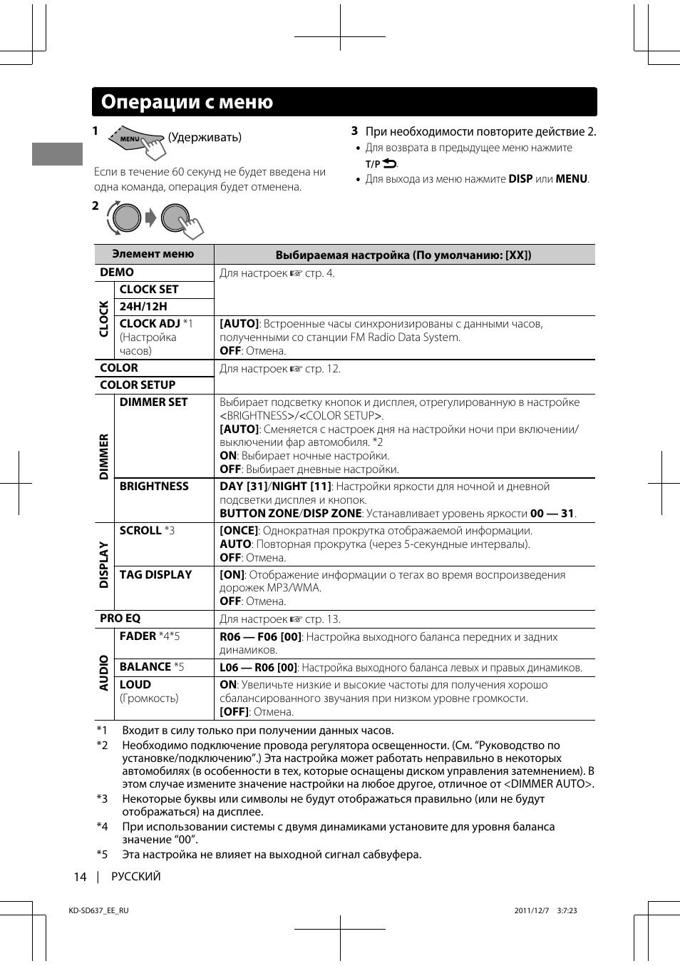 Настройки магнитола jvc kd g447 инструкция настройки