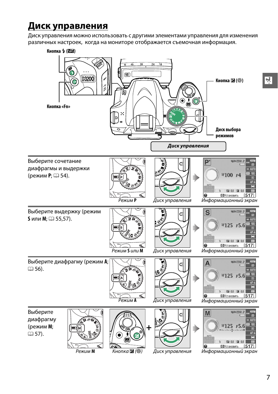 Диск управления Инструкция по эксплуатации Nikon D3200 Страница 23