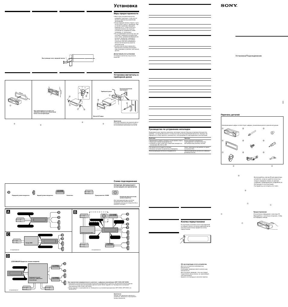 Инструкция по эксплуатации Sony CDX-M700R | 2 страницы