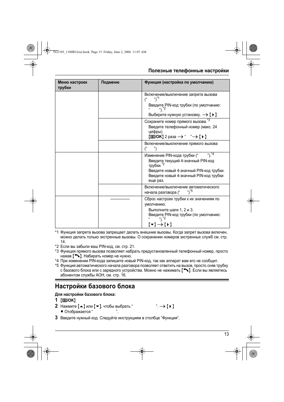 Инструкция к panasonic kx tg1105ru