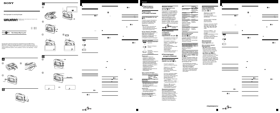 Инструкция по эксплуатации Sony WM-FX479 | 2 страницы