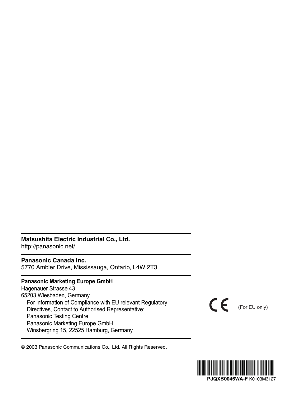 Инструкция по эксплуатации Panasonic UB-5315 | Страница 36 / 36