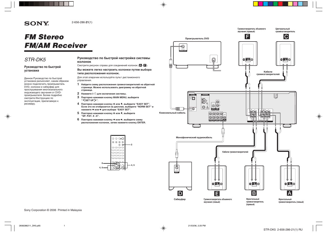 Инструкция по эксплуатации Sony STR-DK5 | 2 страницы