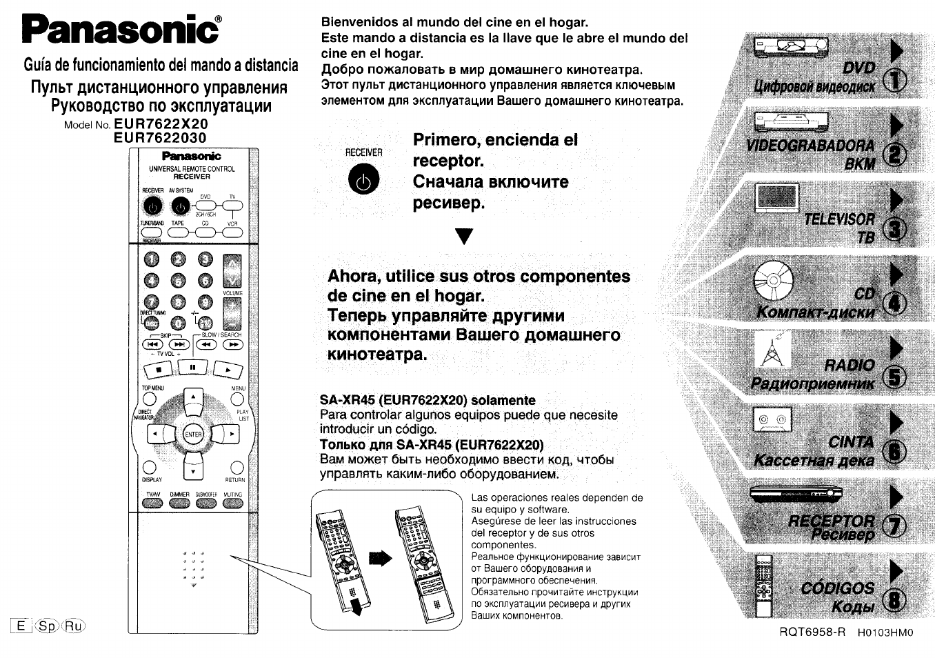 Инструкция по эксплуатации Panasonic SA-EUR7622X20 | 6 страниц