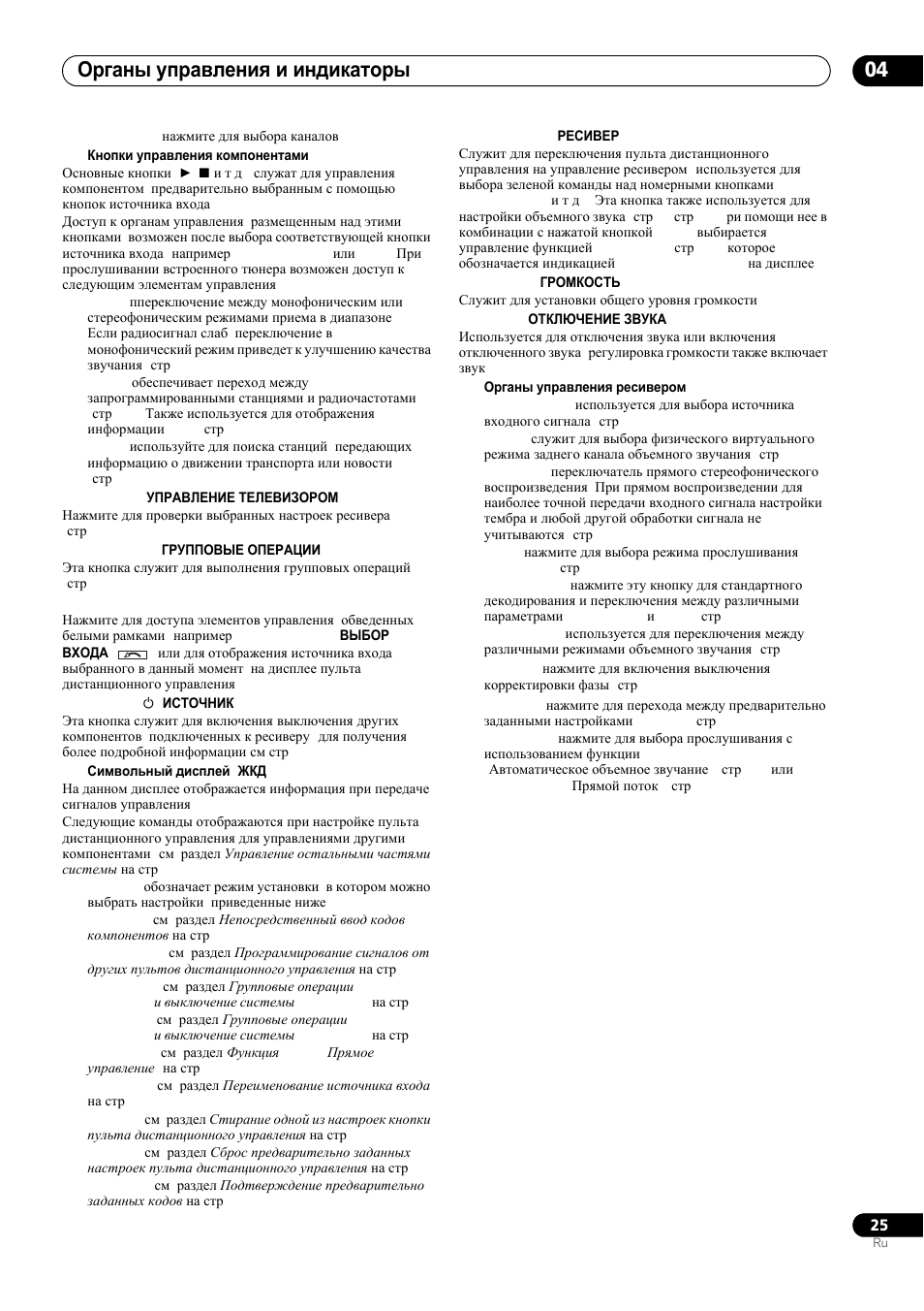 Органы управления и индикаторы 04 | Инструкция по эксплуатации Pioneer VSX-AX4ASi-s | Страница 25 / 92