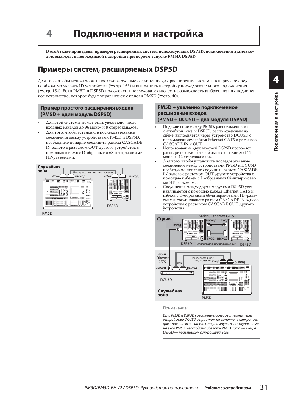 4подключения и настройка, Примеры систем, расширяемых dsp5d, Stage foh | Инструкция по эксплуатации Yamaha DSP5D | Страница 31 / 341