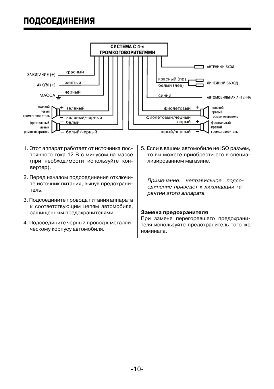 Схема подключения автомагнитолы мистери