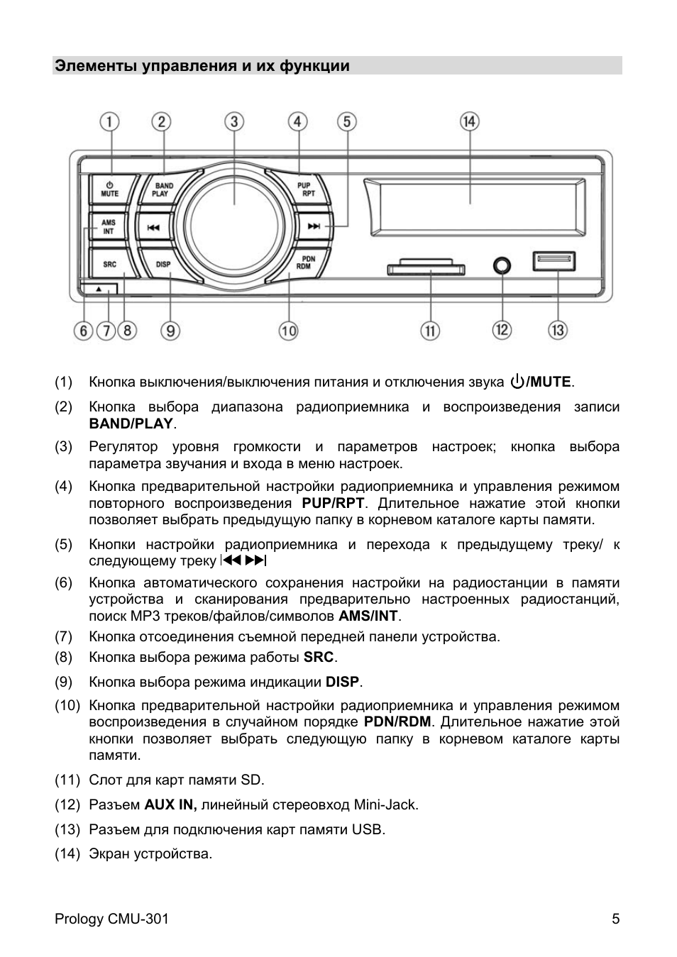 Prology cmu 301 схема