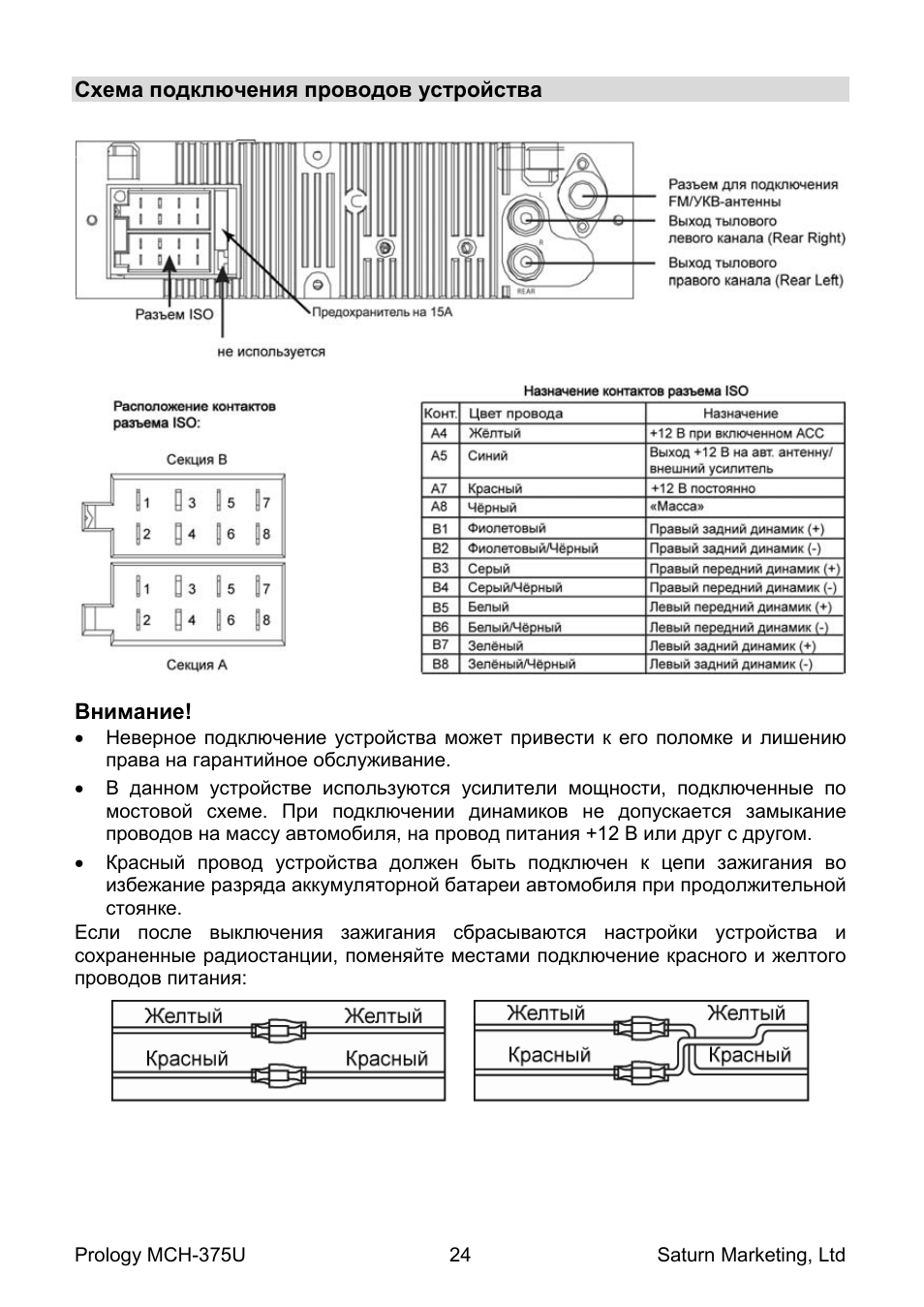 Prology mce 515u схема подключения