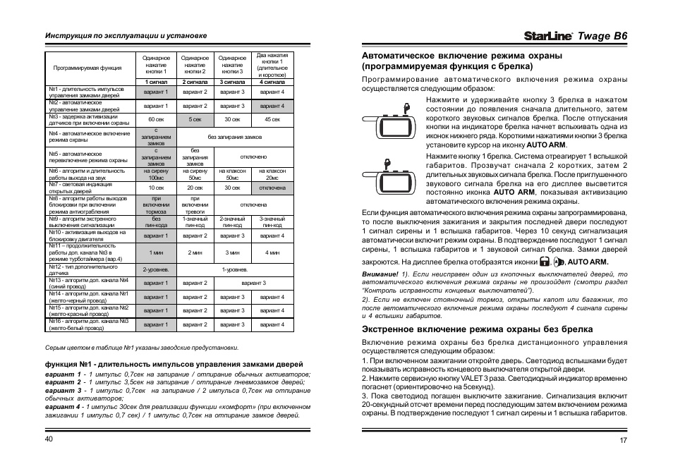 Skyguard сигнализация инструкция на брелок