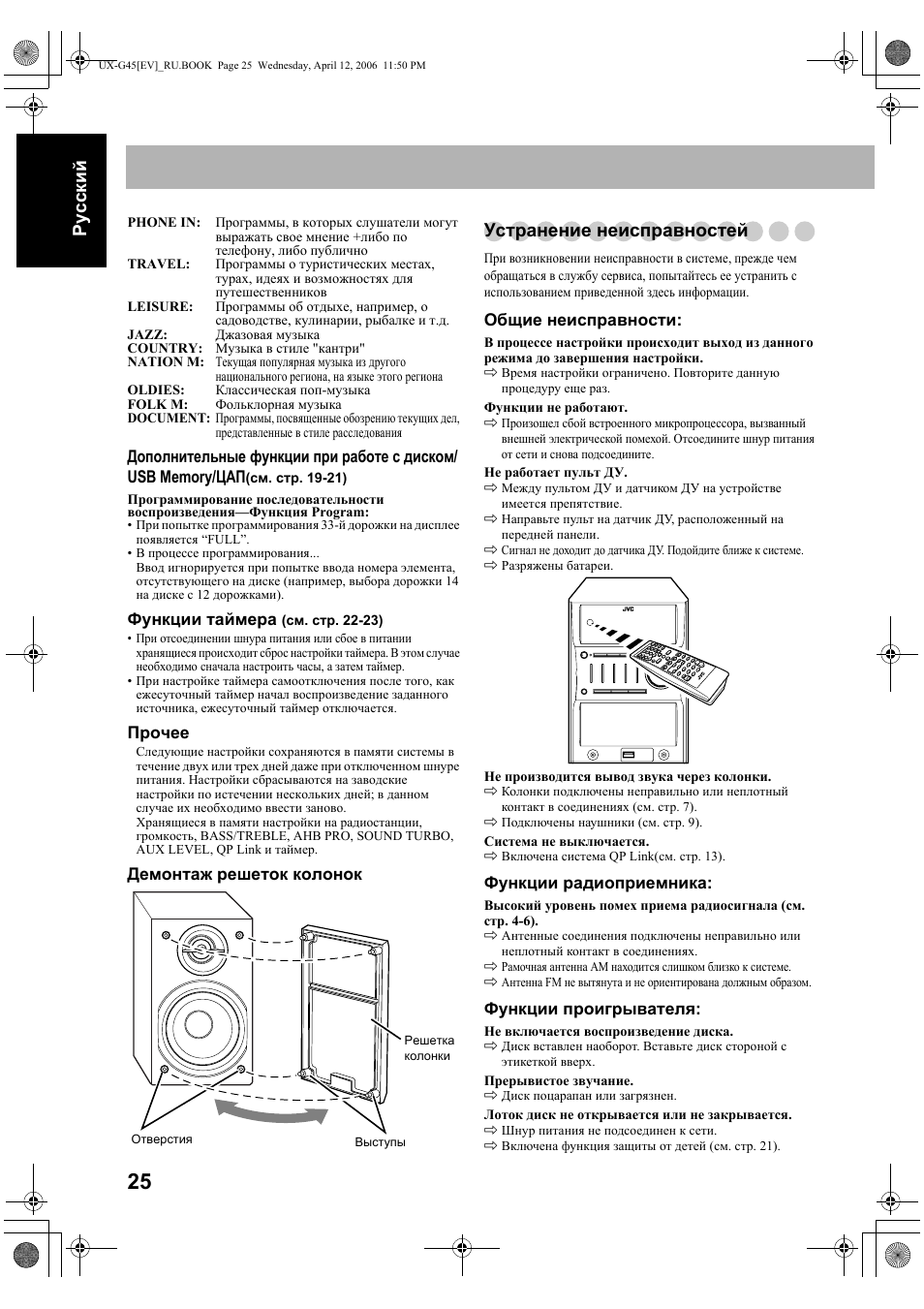 Настроить радио музыкальный центр. JVC UX-g45. Музыкальный центр JVC UX-g45. JVC CA-uxg46. Sony rx50 инструкция.
