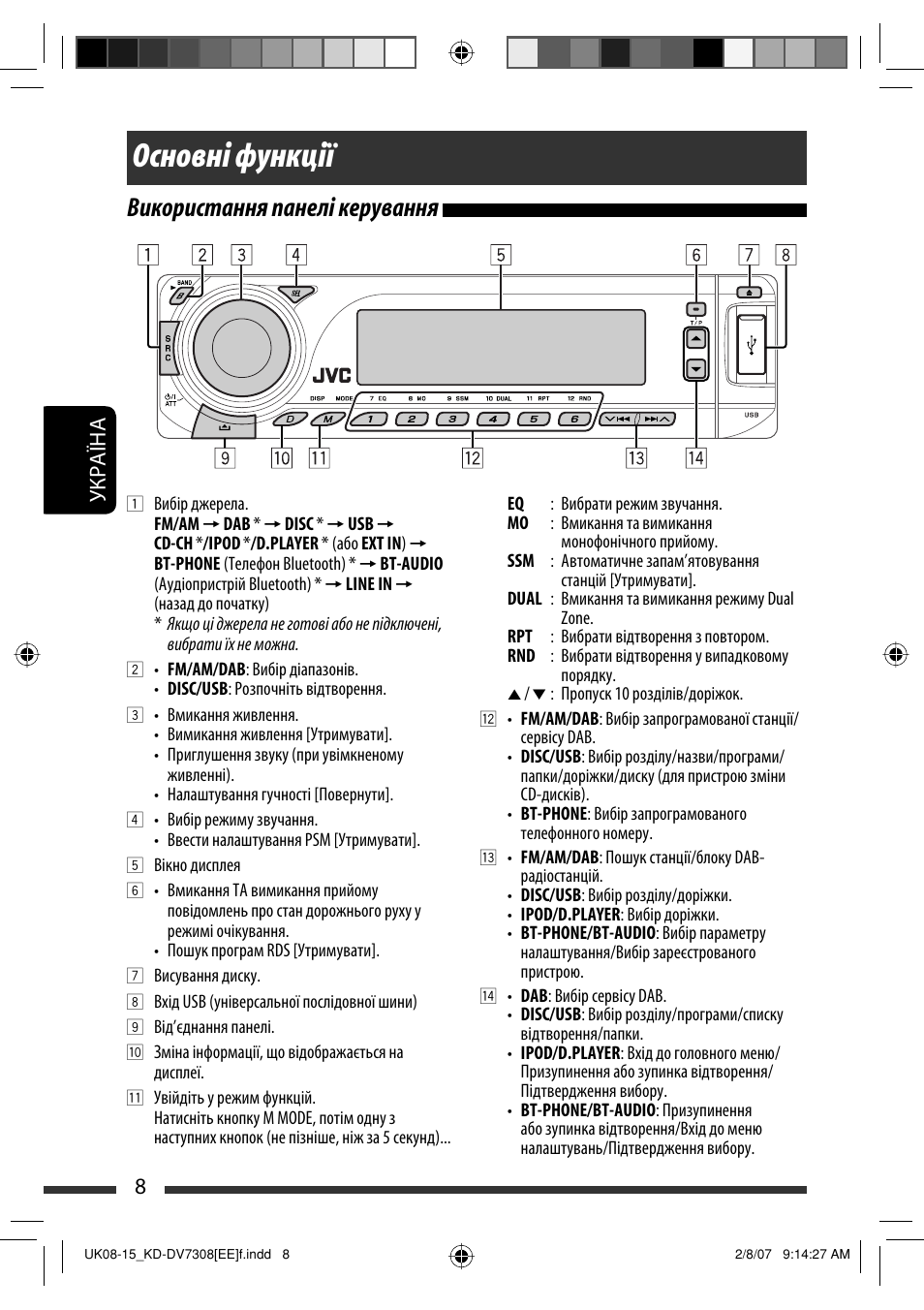 Магнитола jvc kd dv5308 инструкция блютуз