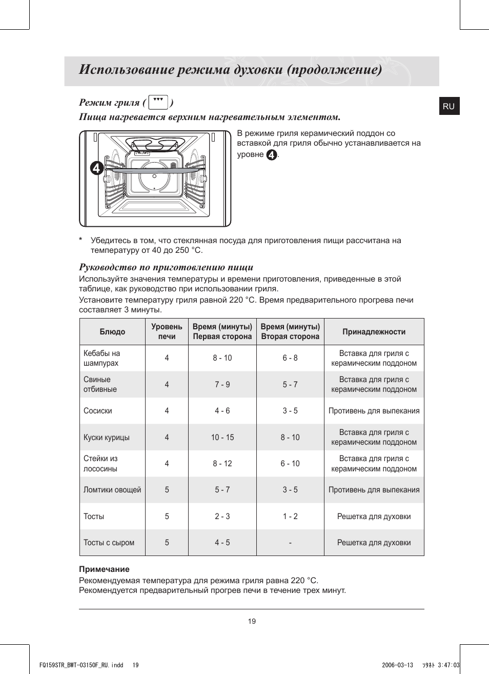 Духовой шкаф Samsung fq159str инструкция