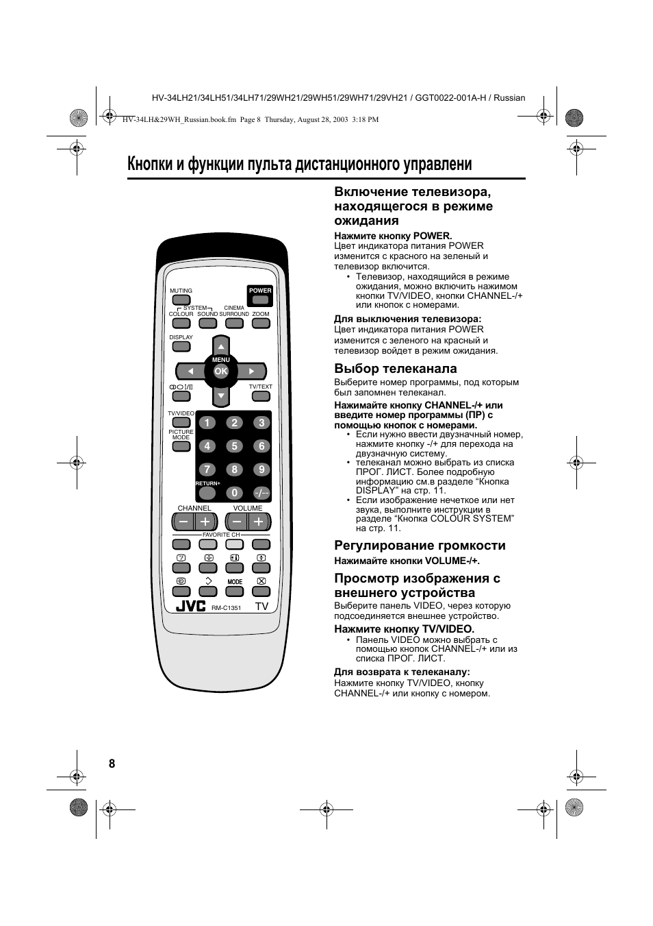 Настроить каналы на телевизоре jvc старого образца с пульта