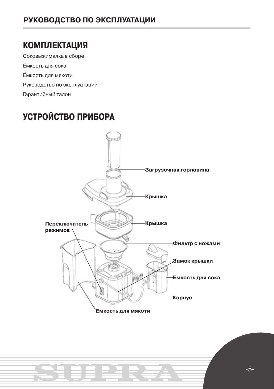 Инструкция по эксплуатации соковыжималки