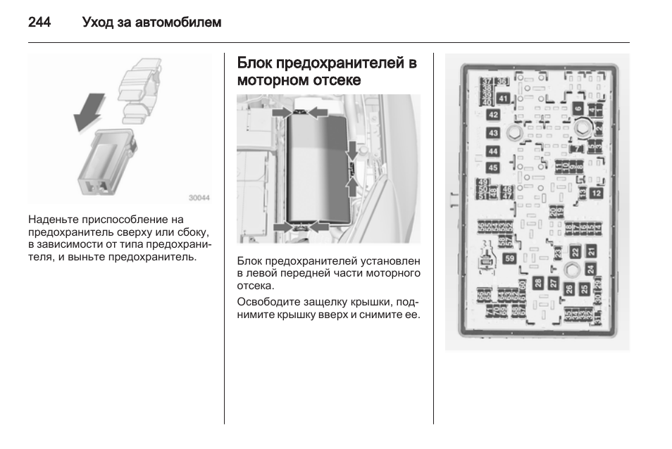Опель инсигния 2009 схема предохранителей