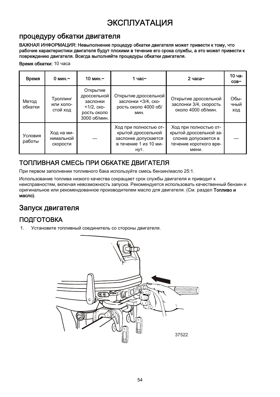 Схема обкатки лодочного мотора