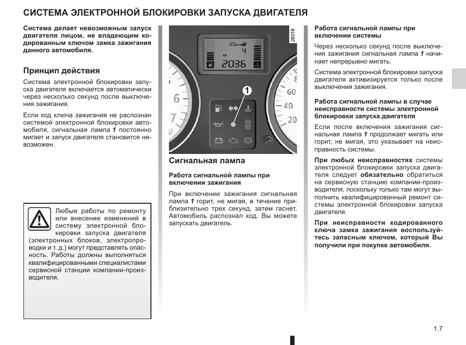 Сигнальная лампа неисправности электронных систем автомобиля с бензиновым двигателем рено дастер