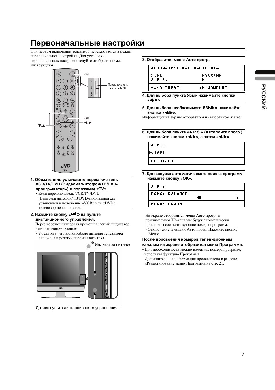 Настроить каналы на телевизоре jvc старого образца с пульта