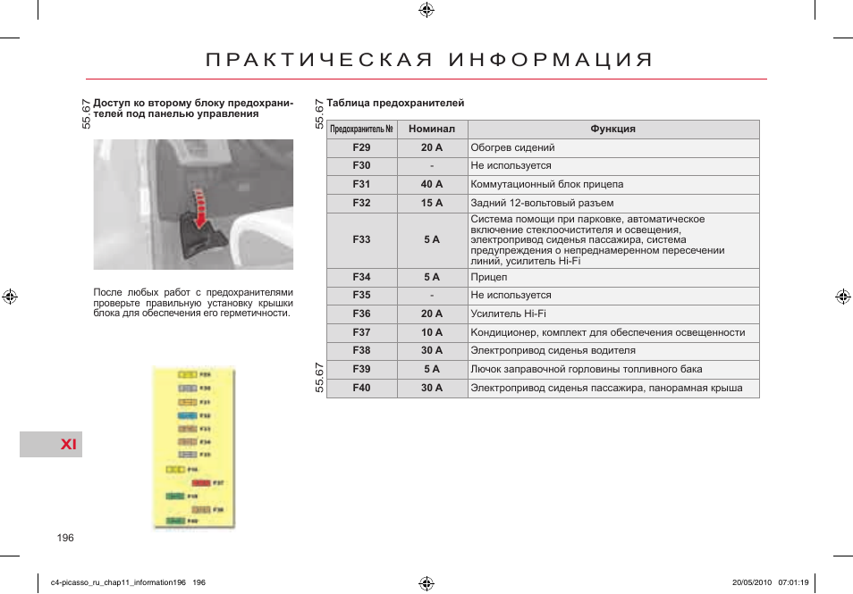 Ситроен ксара пикассо предохранители схема