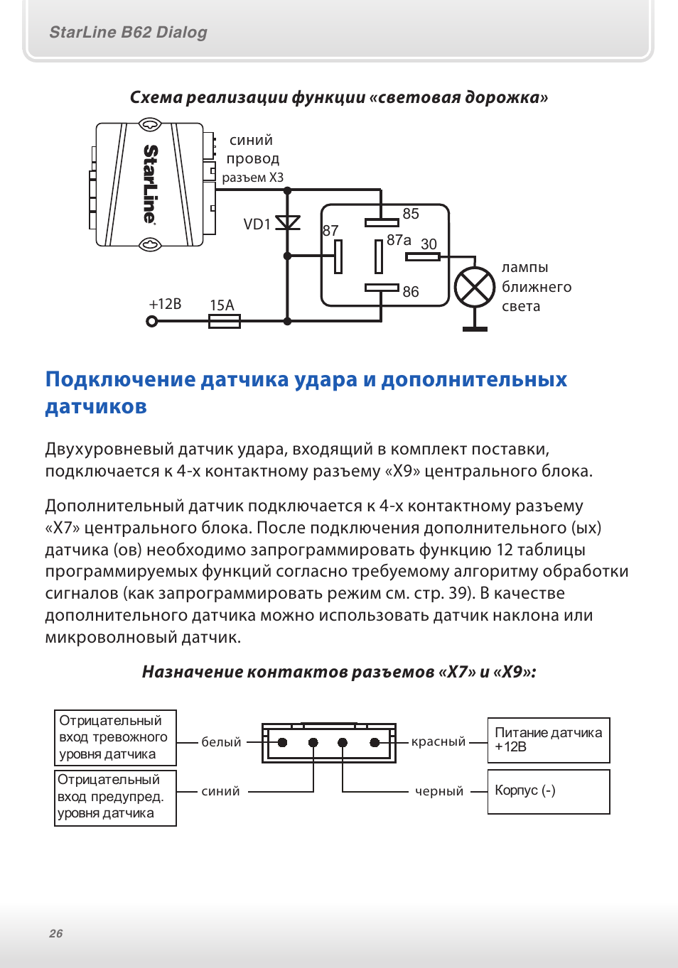 Starline сигнализация схема