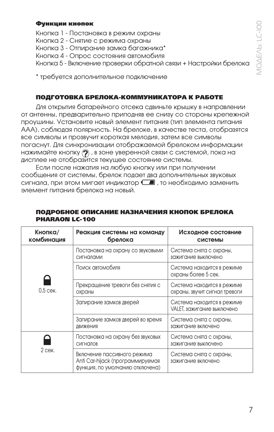 Сигнализация фараон lc 100 инструкция - 86 фото