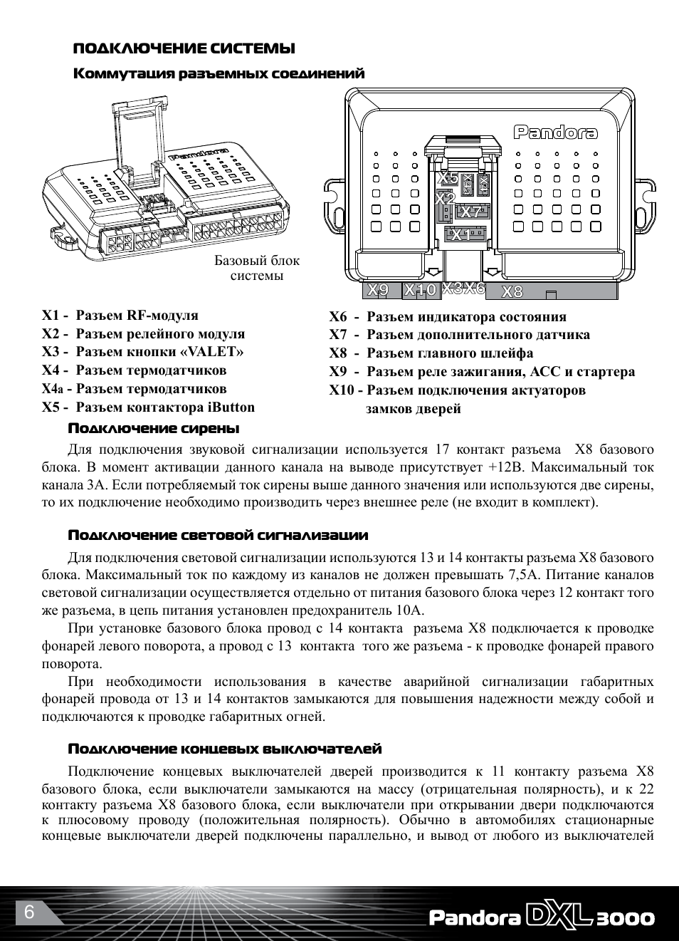 Пандора dxl 3000 схема подключения