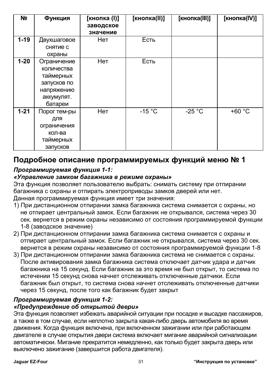 Сигнализация ягуар ez four инструкция - 95 фото