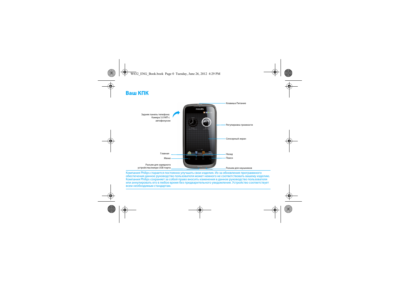 Philips w632 инструкция по эксплуатации