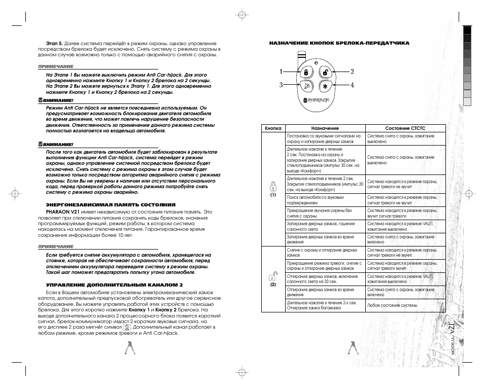 Схема подключения сигнализации фараон v21