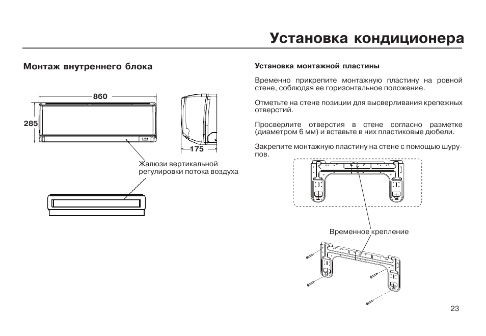 Схема установки кондиционера