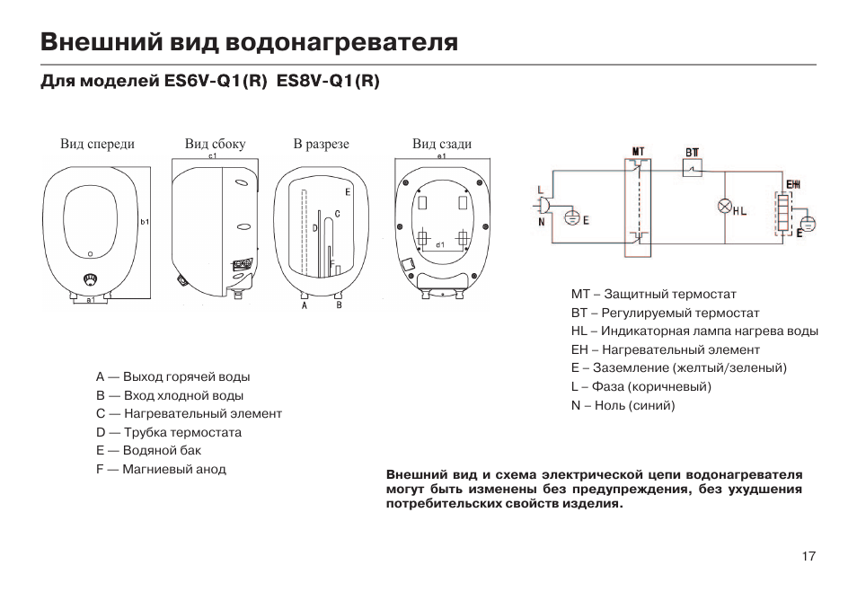Водонагреватель haier схема подключения