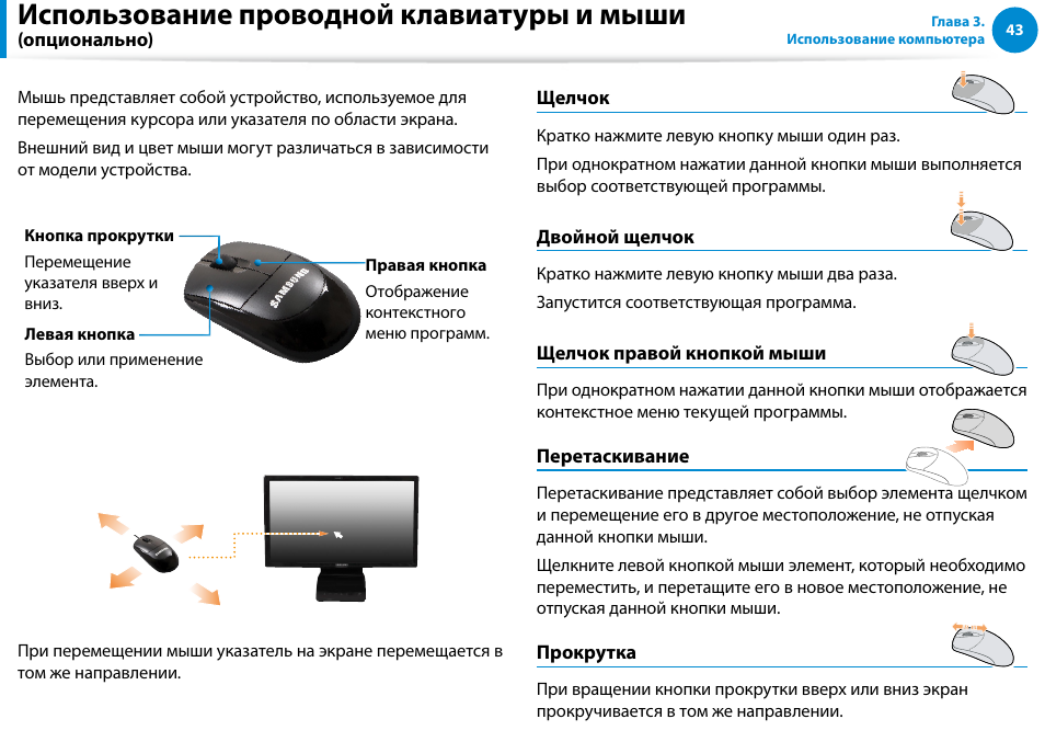 Функции кнопок мыши