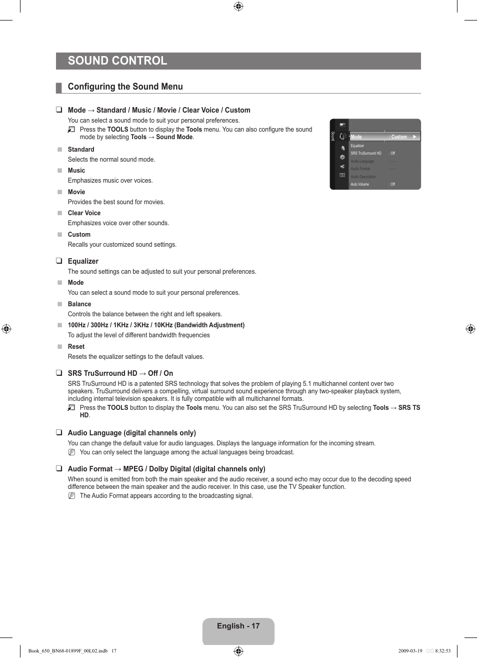 samsung tv speaker settings