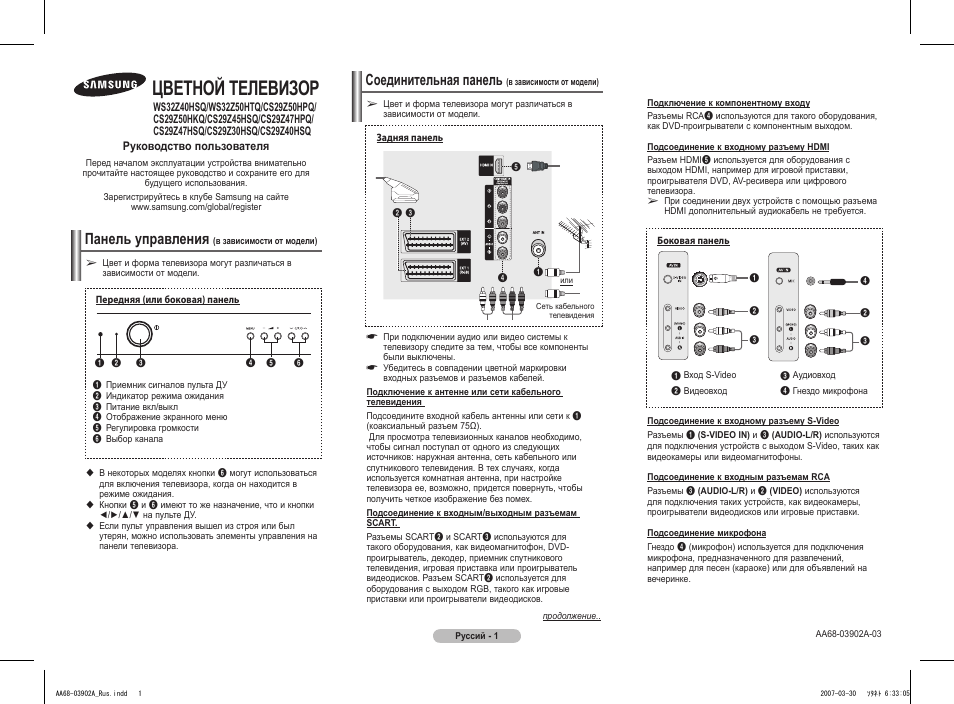 инструкция samsung cs 29z50hkq
