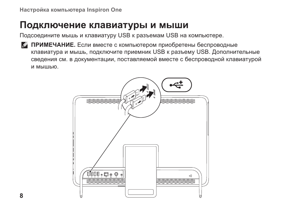 Укажите на рисунке специализированные порты для подключения клавиатуры и мыши