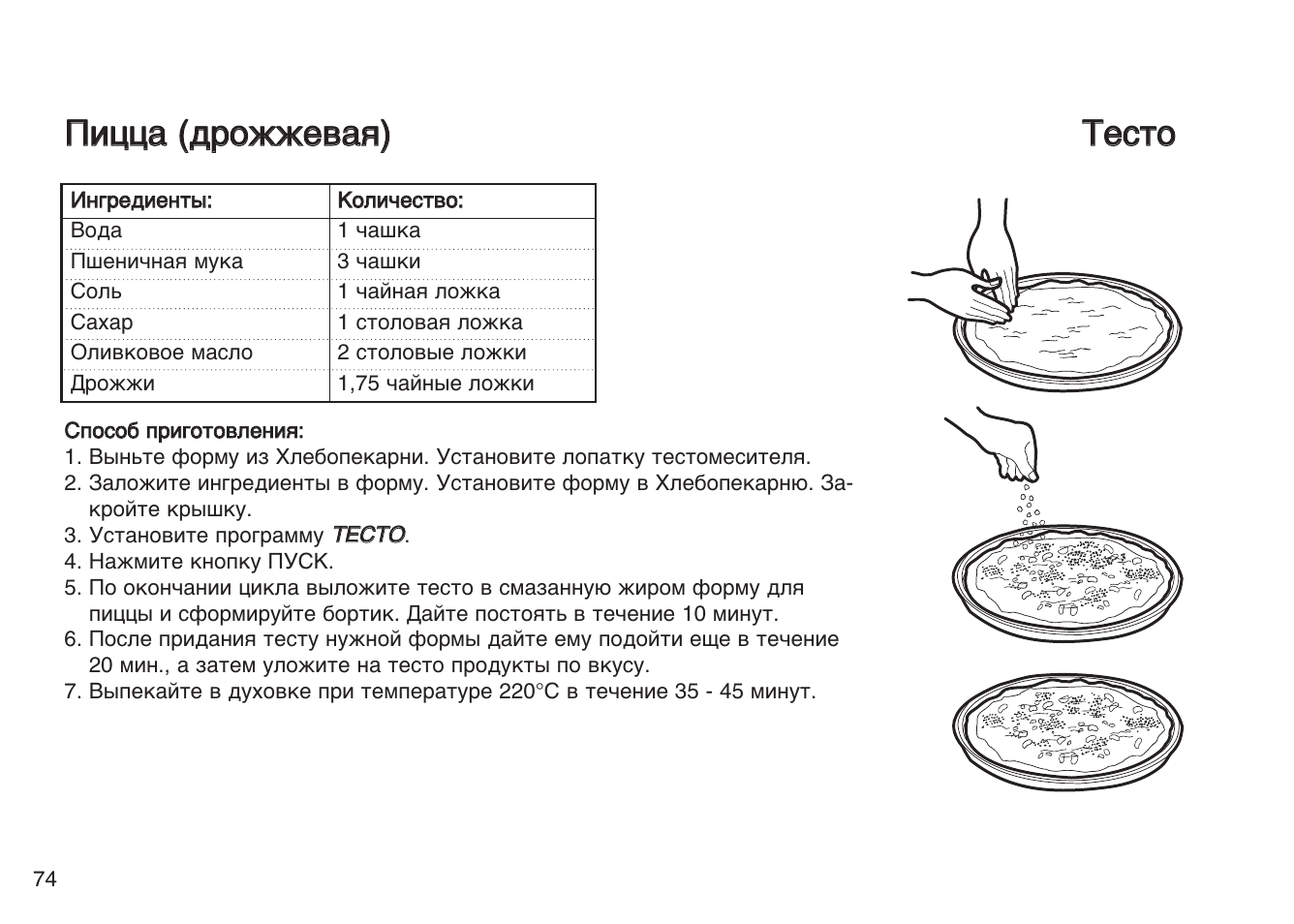 Тех карта на тесто для пиццы