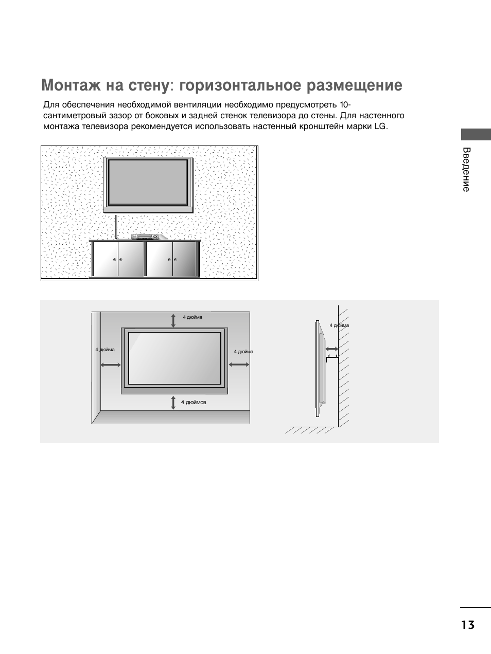Высота телевизора от пола