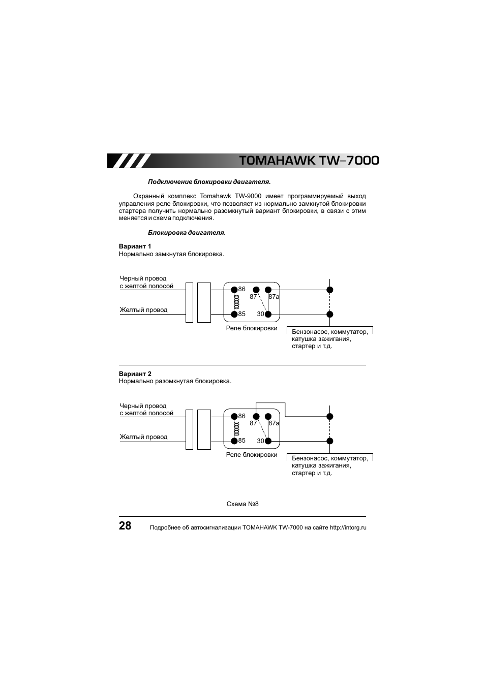 Схема подключения сигнализации томагавк 7000