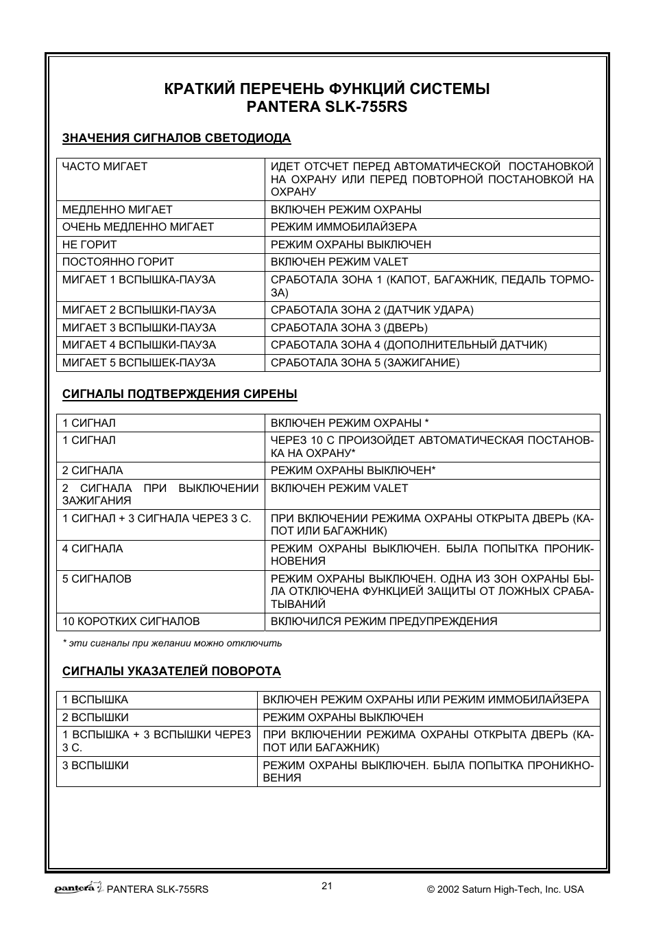 Pantera сигнализация инструкция slk - 88 фото
