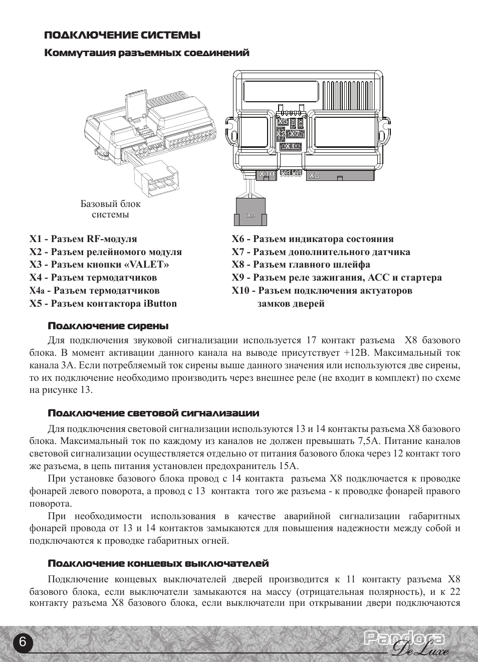 Схема подключения сигнализации Пандора 2000 Делюкс