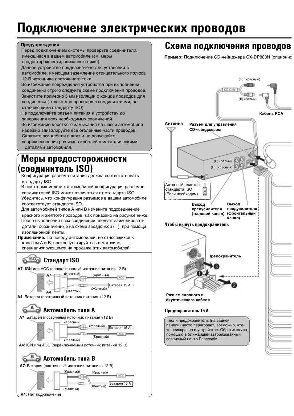 Распиновка магнитолы панасоник cq dp383w - 98 фото