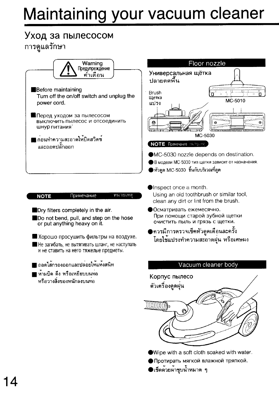 Vacuum cleaner инструкция на русском языке. Panasonic MC 5030. Пылесос MC-5030. Эксплуатация пылесос MC-5030. Инструкция к пылесосу на английском языке
