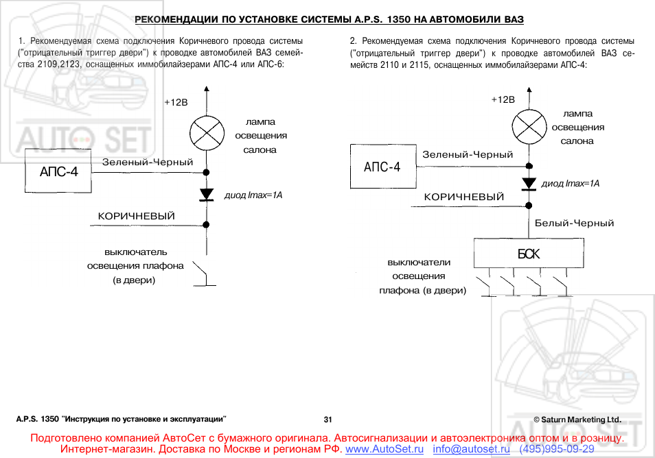 Aps 2550 сигнализация схема подключения