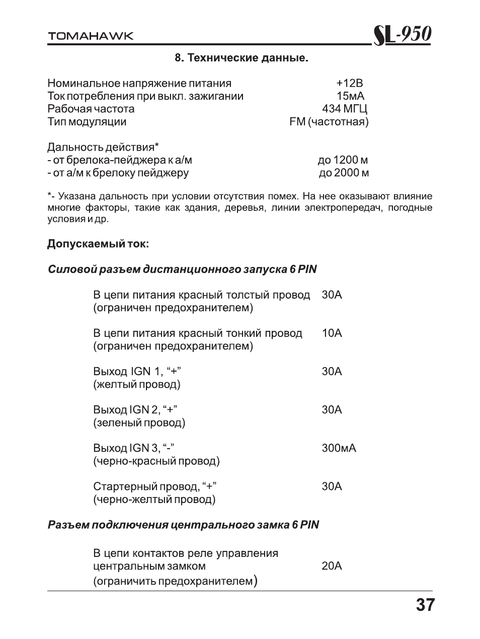 Tomahawk sl 950 инструкция
