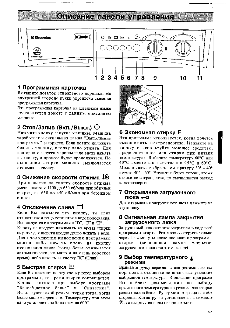 Режимы стирки в стиральной машине электролюкс старого образца