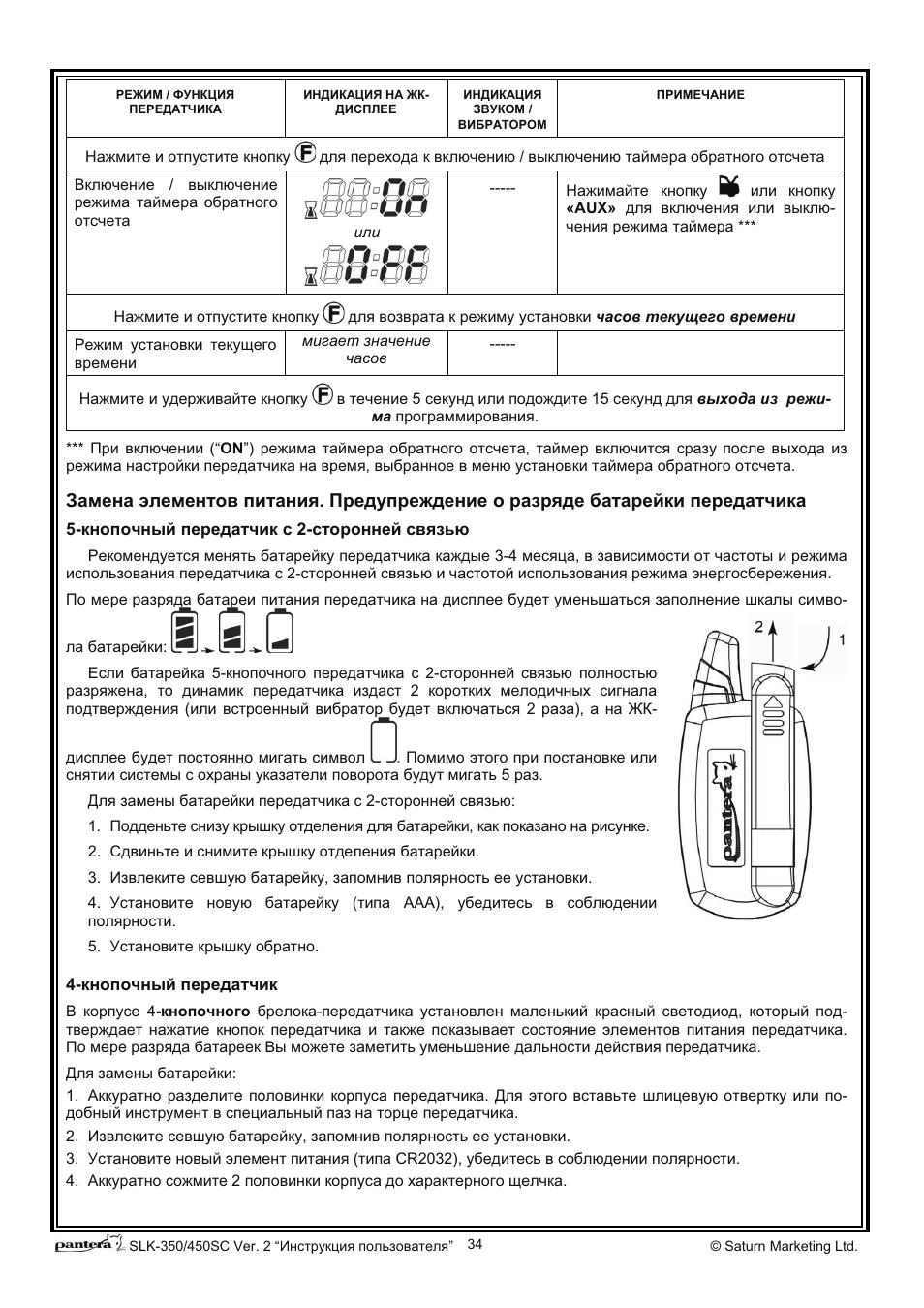 Сигнализация пантера инструкция по эксплуатации брелка с 4 кнопками старого образца