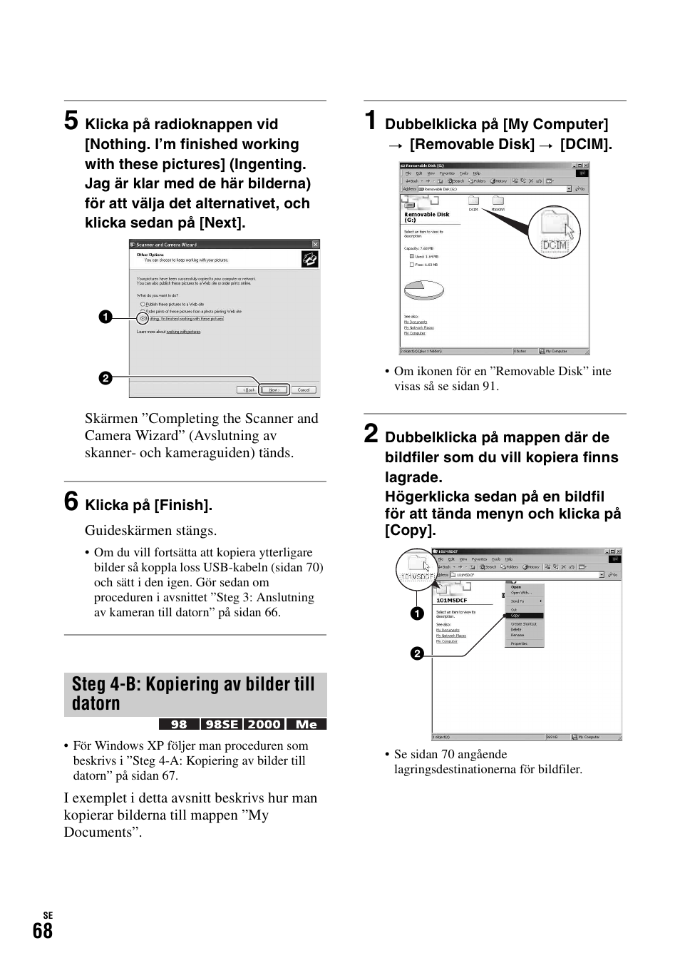 Steg 4-b: kopiering av bilder till datorn | Инструкция по эксплуатации Sony DSC-H1 | Страница 194 / 235